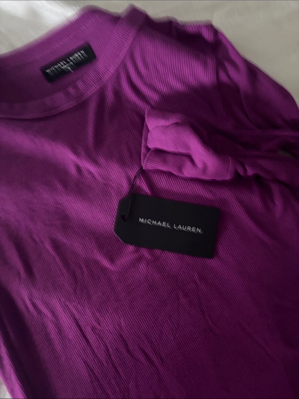 Michael Lauren Ribbed Long Sleeve Top in Plum - Picture 4 of 4